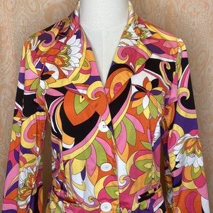 Y2K colorful retro floral psychedelic 60’s 70’s style blazer